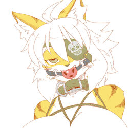 blush bondage breasts feline female fur hair kemono long_hair mammal no3512 tiger white_hair yellow_fur