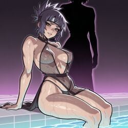 1girls abs adapted_costume ai_generated alternate_body_type alternate_breast_size arm_support arms athletic athletic_female big_breasts bikini black_hair breasts completely_nude face female female_only fishnets hands huge_breasts indoors large_breasts legs light_skin mexkwigo mitarashi_anko muscular muscular_female nai_diffusion naruto naruto_(series) naruto_shippuden navel nipples ponytail pool poolside presenting revealing_clothes sagging_breasts see-through see-through_clothing short_hair sitting skimpy skimpy_clothes solo solo_focus swimsuit thick_thighs thighs tied_hair toned toned_female white_skin