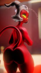 (valorlynz) ass_against_glass ass_cheeks ass_crack baphomet_(artist) big_booty big_butt booty butt_cheeks butt_crack cheeks_smushed cock completely_naked completely_naked_male completely_nude completely_nude_male dick fat_ass helluva_boss imp in_bath in_shower in_water moxxie moxxie_(helluva_boss) penis shower solo solo_focus solo_male teasing teasing_viewer teasing_viewer_with_ass