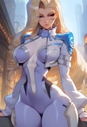 1girls ai_generated big_breasts blonde_hair blue_eyes clothed clothing color dagger_(marvel) dagger_(marvel_rivals) female female_focus female_only hi_res large_breasts light-skinned_female light_skin long_hair marvel marvel_rivals randoai solo solo_female suit thick_thighs