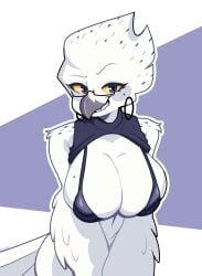 anthro anthro_only avian beak breasts budoti female furry vice white_body