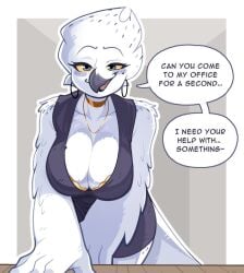 anthro anthro_only avian beak breasts budoti female furry vice white_body