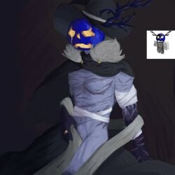 culowork dusekkar_(forsaken) forsaken_(roblox) male male_only married_male matt_dusek muscles pumpkin_head reference_image roblox roblox_admins roblox_avatar robloxian scars self_upload semi_nude tagme wedding_ring wizard