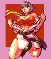 2d busty female female_focus female_only hourglass_figure karate karate_gi makoto_(street_fighter) panda_nes tagme tomboy wide_hips