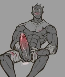 1boy big_dick big_penis blush dead_by_daylight drool drooling imminent_masturbation male_focus male_only masturbation muscular muscular_male precum_drip precum_dripping precum_leaking the_wraith turluck