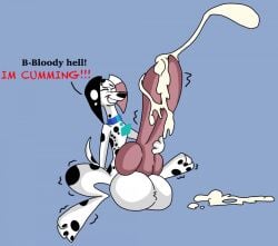 101_dalmatian_street 101_dalmatians big_penis bodily_fluids canid canine cum cum_on_penis delilah_(101_dalmatians) disney feral genital_fluids genitals gynomorph huge_cock hyper hyper_genitalia hyper_penis intersex luxioboi22 mammal masturbation penis