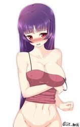 female female_only human jito_mesuki_nitouhei nintendo pokemon purple_hair red_eyes sabrina_(pokemon) sabrina_(pokemon_hgss) solo strap_slip