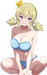 bikini bikini_bottom bikini_only bikini_top blonde_eyebrows blonde_female blonde_hair blonde_hair_female blue_bikini blue_bikini_bottom blue_bikini_only blue_bikini_top blue_string_bikini blue_swimsuit blue_swimwear blush breasts busty busty_female busty_girl cleavage crown female grin kafuru_(senran_kagura) large_breasts looking_at_viewer low_twintails marvelous mini_crown navel open_mouth polka_dot polka_dot_bikini purple_eyes purple_eyes_female senran_kagura senran_kagura_estival_versus senran_kagura_new_link smile smiley_face smiling smiling_at_viewer solo string_bikini surippa1010 swimsuit swimwear twintails