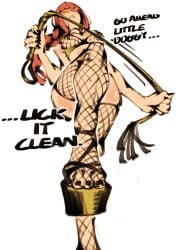 1female 1girl 1girls barely_clothed big_breasts black_nails breasts chainsaw_man english english_text feet feet_focus female female_focus female_only femdom femdom_caption femdom_pov fishnet_clothing fishnet_legwear fishnet_pantyhose fishnet_stockings fishnet_thighhighs fishnets foot_fetish foot_focus foot_lick foot_play foot_worship footwear glowing_eyes handdrawn heels high_heels long_legs looking_at_viewer looking_down makima_(chainsaw_man) millionsbliss petplay platform_footwear platform_heels platform_sandals platform_shoes puppyplay red_hair whip