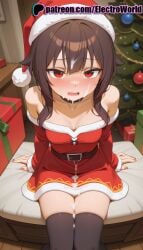 1girls ai_generated blush breasts brown_hair christmas christmas_clothing christmas_outfit cum cum_drip cum_in_mouth cum_on_body cum_on_breasts cum_on_face cumshot curvaceous curvaceous_body curvaceous_female curvaceous_figure electroworld female female_focus happy_new_year highres inviting_to_sex kono_subarashii_sekai_ni_shukufuku_wo! megumin new_year pleasure_face pleasured_female pov red_eyes santa_costume seductive seductive_female seductive_look seductive_pose semen semen_on_face solo solo_female solo_focus tights trembling trembling_for_pleasure uncensored voluptuous voluptuous_female wet wet_body wet_skin xmas