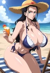 ai_generated beach bikini edit hat nico_robin one_piece solo