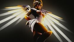 1girls 3d blender blonde_hair breasts female female_only mercy nipples overwatch solo wings wunder