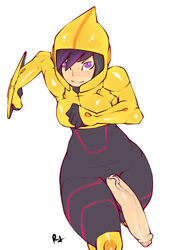 1futa big_hero_6 bodysuit disney futa_only futanari gogo_tomago huge_cock intersex marvel partially_retracted_foreskin penis purple_eyes r4 solo solo_futa