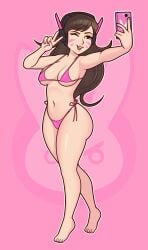 acstlu cute_girl d.va pink_bikini selfie