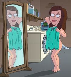 alana_fitzgerald blackzacek covering_breasts family_guy mirror_reflection naked_female