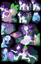 2015 ? all_fours anthro disguise doggy_style dragon equine female feral friendship_is_magic from_behind fuf hearts horn magic male mammal my_little_pony open_mouth penetration rarity_(mlp) sex snails_(mlp) snips_(mlp) spike_(mlp) tongue_out transformation trixie_(mlp) unicorn