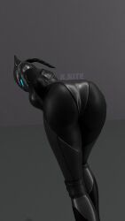 3d ass big_ass big_butt blue_eyes cat_ears catgirl cheeks curvy female fortnite helmet lynx_(fortnite) mask masked masked_female ponytail presenting_hindquarters thick_ass thighs thighs_together x.nite