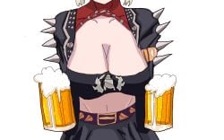 2d 2d_(artwork) beer big_breasts burnice_white gray_hair zenless_zone_zero