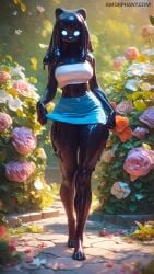 1girls 3d absurd_res absurdres ai_assisted amorphant anthro black_skin cat_ears curvy empty_eyes female female_only garden glowing_eyes humanoid looking_at_viewer medium_breasts monster_girl outdoors plant slime_girl solo white_eyes wide_hips