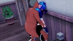 against_wall animated blue_hair dark-skinned_male dark_skin deep_kissing forced_kiss french_kiss french_kissing gwen_(league_of_legends) kiss kissing koikatsu league_of_legends league_of_legends:_wild_rift molestation muffled_moaning old_man older_male older_penetrating_younger rape riot_games sex sound tagme ugly_bastard ugly_man video