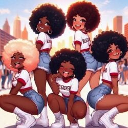 5girls afro_hair ai_generated beautiful_females black_hair bleached bleached_clothing blonde_hair dark_skin lilmscumrag owned raceplay zaria_(lilmscumrag)