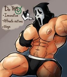 abs bara bara_tits big_pecs boxers_(clothing) bulge ghostface hairy_male happy_trail its_coldpizzart male male_focus male_only masked masked_male muscles muscular muscular_male muscular_thighs nipple pecs pecs_grab scream_(franchise) underwear underwear_only