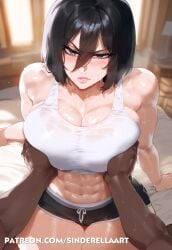 1boy 1girls ai_generated attack_on_titan big_breasts black_hair breasts_bigger_than_head busty cleavage commission curvaceous dark-skinned_male female female_focus forced grope groping huge_breasts imminent_rape imminent_sex interracial large_breasts light-skinned_female male_pov mikasa_ackerman molestation patreon patreon_url patreon_username pov_eye_contact sexual_assault shingeki_no_kyojin sinderellaart solo_focus straight thick thick_legs thick_thighs voluptuous voluptuous_female