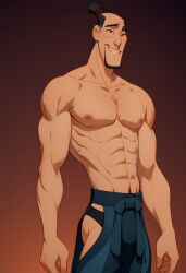 ai_generated bara disney fa_zhou gay hakama male_focus male_only mulan mulan_(1998_film) older_male rodin666 sideass yaoi