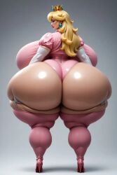 1girls 3d 3d_(artwork) ai_generated ass big_ass big_breasts breasts curvy_female curvy_figure female_focus foreverlife5 gigantic_ass gigantic_breasts hi_res huge_breasts light-skinned_female mario_(series) oiled oiled_skin pale-skinned_female princess princess_peach queen royalty solo solo_female