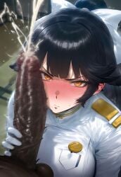 1boy 1girls after_oral ai_generated angry_face ass azur_lane cum dark-skinned_male dark_skin disappointed female interracial mad male male/female mikayori orgasm takao_(azur_lane)