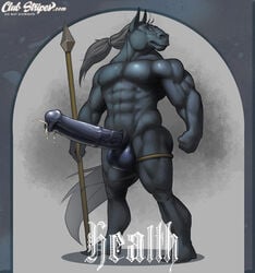 balls bng cum equine full-length_portrait full_length horse horsecock male male_only muscular penis portrait precum solo spear standing weapon