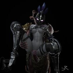 blender commission fortnite fortnite:_battle_royale greek_mythology grey_body hands_on_breasts holding_legs horsecock imminent_sex minotaur monster monster_cock ravage_(fortnite) stupidroach