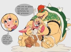 anal anal_sex bowser cum_in_ass darkandgoofy english_text gaping_anus handsfree_ejaculation luigi mario_(series) nintendo princess_peach super_mario_bros. yaoi