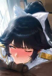 ai_generated big_breasts blowjob blowjob_face deep_blowjob deepthroat eyes_half_open forcing_in_dick mikayori takao_(azur_lane)