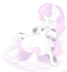 animal breasts cow_print crotchboobs equine female friendship_is_magic horn huge_breasts huge_crotchboobs lactation lamiaaaa milk my_little_pony nipples socks sweetie_belle unicorn