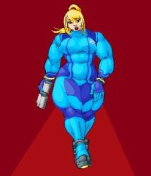 female female_only fully_clothed ghostwank heels hourglass_figure muscular muscular_female samus_aran solo_female tall_female thick_ass thick_thighs tight_clothing zero_suit_samus