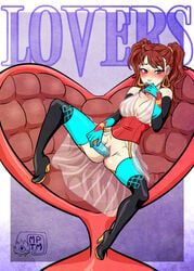 1girls alternate_version_available big_breasts biting breasts clitoris dildo finger_biting finger_in_mouth human kujikawa_rise light_skin looking_at_viewer masturbation my_pet_tentacle_monster nipples persona persona_4 pussy pussy_juice see-through spread_legs tarot tarot_card tarot_deck the_lovers_(tarot)