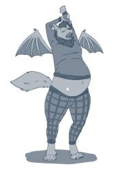 belly bottomwear clothing cudacore furry hi_res male navel pants pregnant pregnant_male stretching sweater topwear vin_the_bat