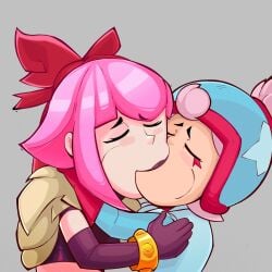 brawl_stars girl_kiss janet_(brawl_stars) melodie_(brawl_stars) sfw yuri zelsxnn