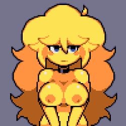 boobs breasts digital_art disgusted female keri-san_(nokosprite) naked nokosprite_ pixel_art yellow_skin