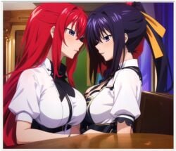 2females 2girls ai_generated akeno_himejima girl_on_girl high_school_dxd lesbian_couple rias_gremory yuri yuri yuri