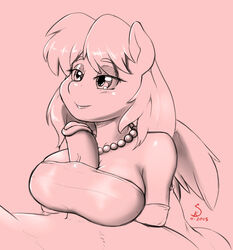 animal_genitalia anthro anthrofied arm_warmers blush breasts clothing equine faceless_male fan_character female grey_background half-closed_eyes horse horsecock male mammal monochrome my_little_pony necklace paizuri paizuri_under_clothes penis penis_under_shirt plain_background pony sex smile straight swordkirby vein