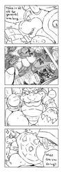 4koma animal_genitalia bowser build_tiger cloaca comic dragon feline gamma-g kamek male mammal mario_(series) monochrome nintendo penis tiger yaoi