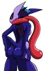 2015 alpha_channel anthro ass breasts female greninja looking_back nintendo nude plain_background pokemon pokemon_(species) pose presenting presenting_hindquarters pussy raised_tail red_eyes scalie solo standing tongue tongue_out transparent_background vibrantechoes video_games