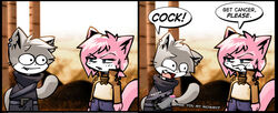 aeris artist_request blue_eyes comic leo_(vg_cats) open_mouth penis pink_hair text vg_cats webcomic