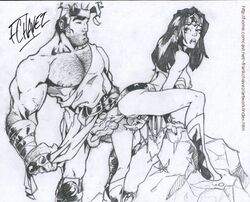 1boy 1girls anal crossover dc_comics frank_chavez hercules_(marvel) marvel marvel_comics monochrome nipples penis sex straight_hair testicles wonder_woman wonder_woman_(series)