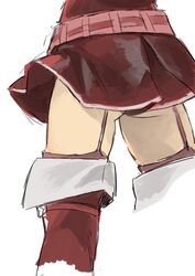 ass boots close-up cordelia_(fire_emblem) female fire_emblem fire_emblem_awakening from_behind garter_straps highres leaning_forward panties pov_ass red_legwear red_panties sekaihebi solo thighhighs underwear white_background