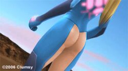 1girls 2006 3d animated ass ass_cutout blonde_hair bodysuit butt_crack easy_access_suit_samus female female_only gif lowres metroid nintendo no_panties samus_aran skin_tight solo super_smash_bros. super_smash_bros._brawl thigh_cutout zero_suit zero_suit_samus