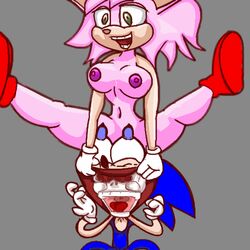 affront_to_nature amy_rose anthro breasts color female front_view fur furry furry_only grey_background handwear_and_footwear_only hedgehog male nude open_mouth pink_hair sega short_hair simple_background skull sonic_(series) sonic_cd sonic_team sonic_the_hedgehog sonic_the_hedgehog_(series) spread_legs straight_hair uncensored what