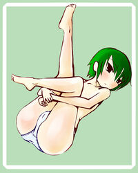 1girls artist_request green_hair looking_at_viewer lucky_star minami_iwasaki panties short_hair tagme